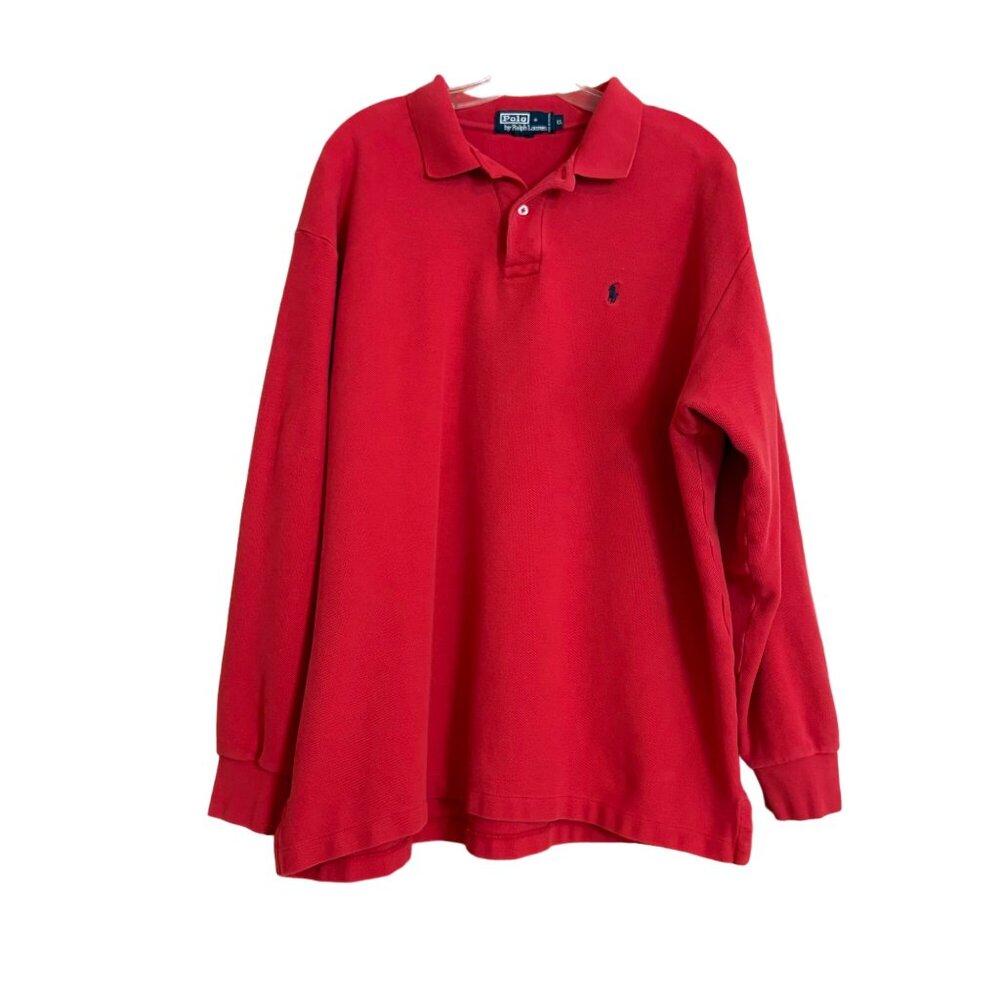 Red Polo By Ralph‎ Lauren Long Sleeve Polo Shirt XL 100% Cotton Mens Classic Fit